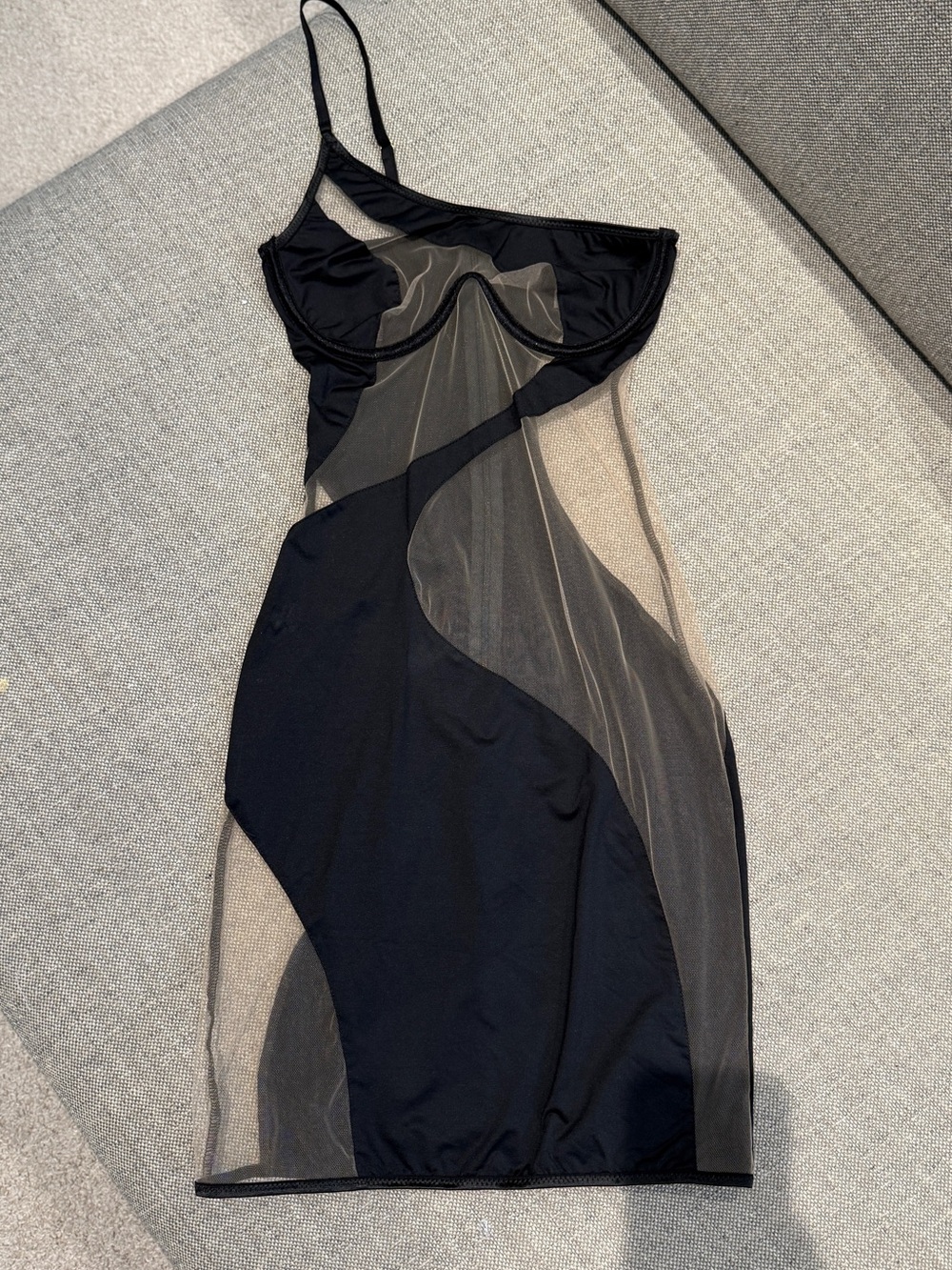 CARMEN DRESS NUDE Small Dress | God Save Queens | Black Sheer Bodycon + bag - Picture 4 of 9